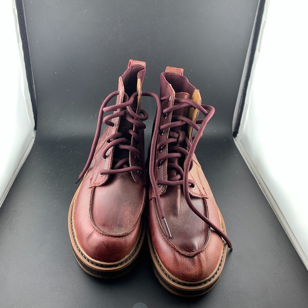 Clarks Orianna Mid Ankle Boots Womens 6M Burgundy Leather Rubber Sole Lace Up